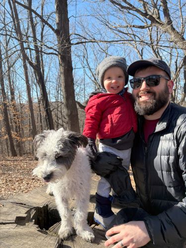 Caleb balances life by spending time outdoors with his son, Avery.